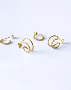 AND COPENHAGEN Shiny Double Swirl Hoops