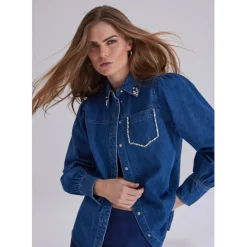 BRUUNS BAZAAR Cana Bess Shirt Dark Blue Denim