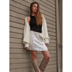 BRUUNS BAZAAR Mossrose Joan Skirt Hvid Sølv