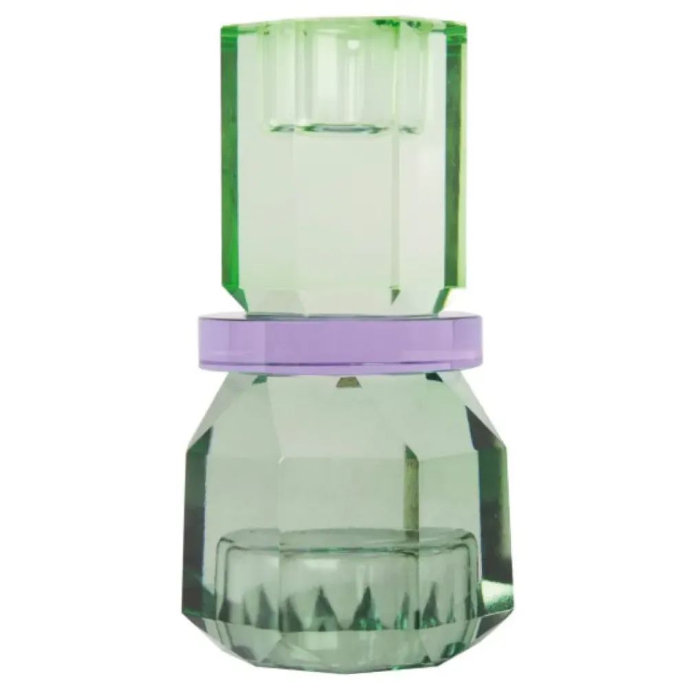 C'EST BON Lysestage 301.962.91 Mint/violet/oliven 13x7 cm