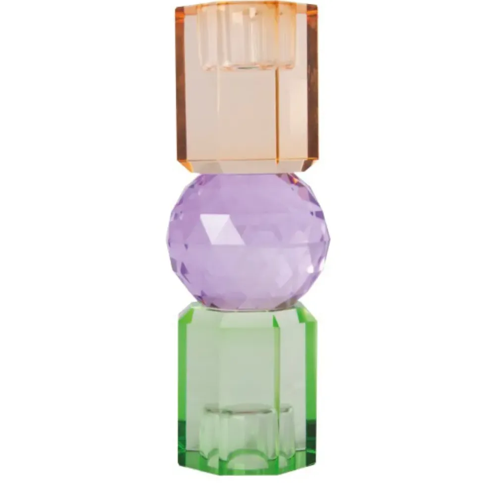 C'EST BON Lysestage 301.963.98 Mint/violet/brun 16,5x6 cm.