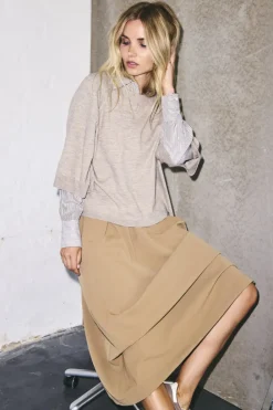 CO' COUTURE Anya Pleat Skirt Khaki