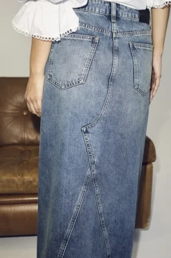 CO' COUTURE Darin Long Slit Skirt Denim Blue