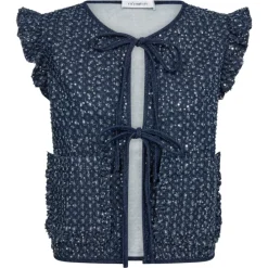 CO' COUTURE Sequin Denim Vest Denim Blue