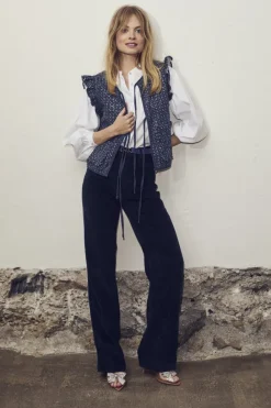 CO' COUTURE Sequin Denim Vest Denim Blue