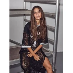 HAUTE L'AMITIE Lace Football Dress Black
