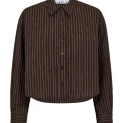 HAUTE L'AMITIE Mocca Stripe Logo Print Shirt