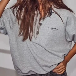 HAUTE L'AMITIE Polo Logo Sweat Grey Melange