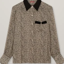 HEYANNO Petite Flower Shirt Black