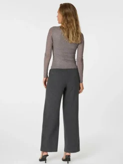 NEO NOIR Basira Stone Mesh Blouse Silver