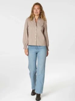 NEO NOIR Brielle Stripe Shirt Brown