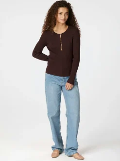 NEO NOIR Carlton Knit Blouse Brown