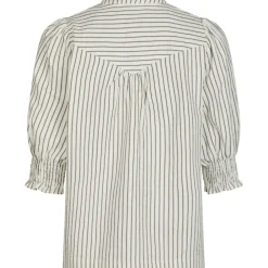 NEO NOIR Diana Crepe Stripe Blouse Brown