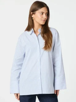 NEO NOIR Dita Mini Stripe Shirt Light Blue