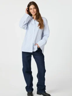 NEO NOIR Dita Mini Stripe Shirt Light Blue