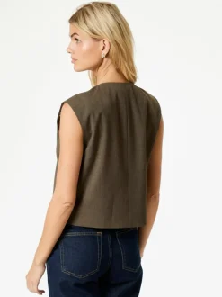 NEO NOIR Gamina Structure Waistcoat Khaki
