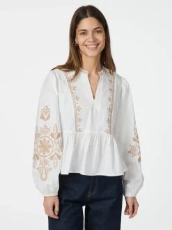 NEO NOIR Ginia Emb Blouse Off White