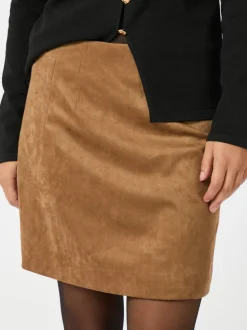 NEO NOIR Hemie Faux Suede Skirt Cognac
