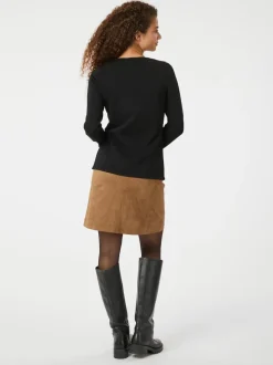 NEO NOIR Hemie Faux Suede Skirt Cognac