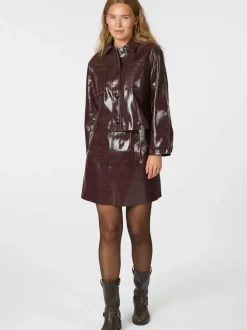 NEO NOIR Hemie Patent Skirt Burgundy