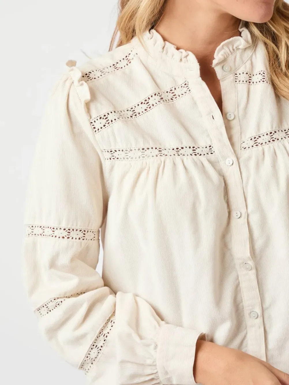 NEO NOIR Isala Corduroy Shirt Ivory