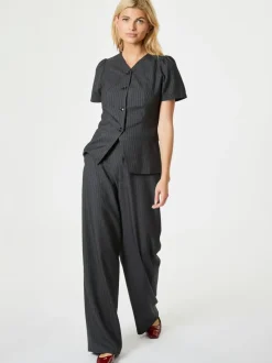 NEO NOIR Jules Pinstripe Blouse Antracit