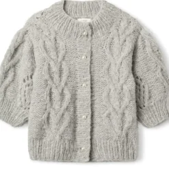 NEO NOIR Lilly Pearl Knit Cardigan Light Grey Melange