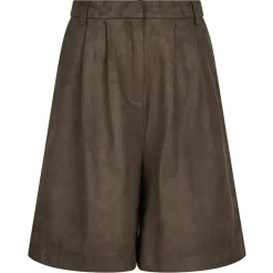 NEO NOIR Nika Faux Suede Bermuda Shorts Dark Brown