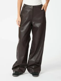 NEO NOIR Pinur Faux Leather Pants Dark Brown