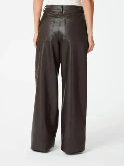 NEO NOIR Pinur Faux Leather Pants Dark Brown