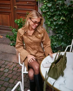 NEO NOIR Rosa Faux Suede Shirt Cognac
