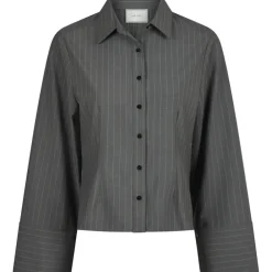 NEO NOIR Rosa Pinstripe Shirt Grey
