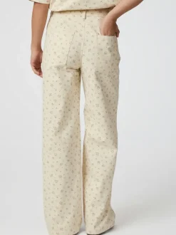 NEO NOIR Semba Floral Denim Pant Off White