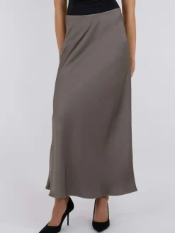 NEO NOIR Vicky Heavy Sateen Skirt Warm Grey