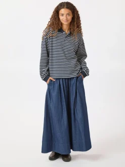 NEO NOIR Yara Denim Long Skirt Denim Dark Blue
