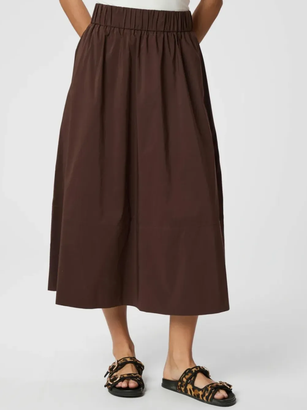 NEO NOIR Yara Poplin Skir Dark Brown