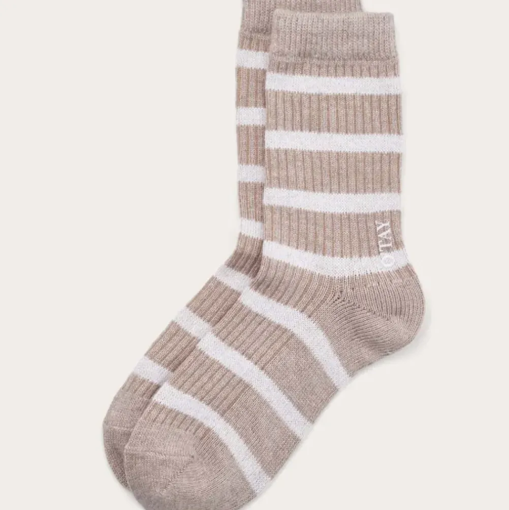 O'TAY Striped Socks Taupe/Off White Onesize
