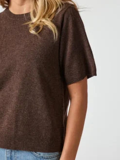 SECOND FEMALE Alpha Knit O-Neck Grey Melange