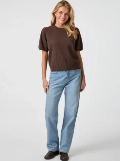 SECOND FEMALE Alpha Knit O-Neck Grey Melange